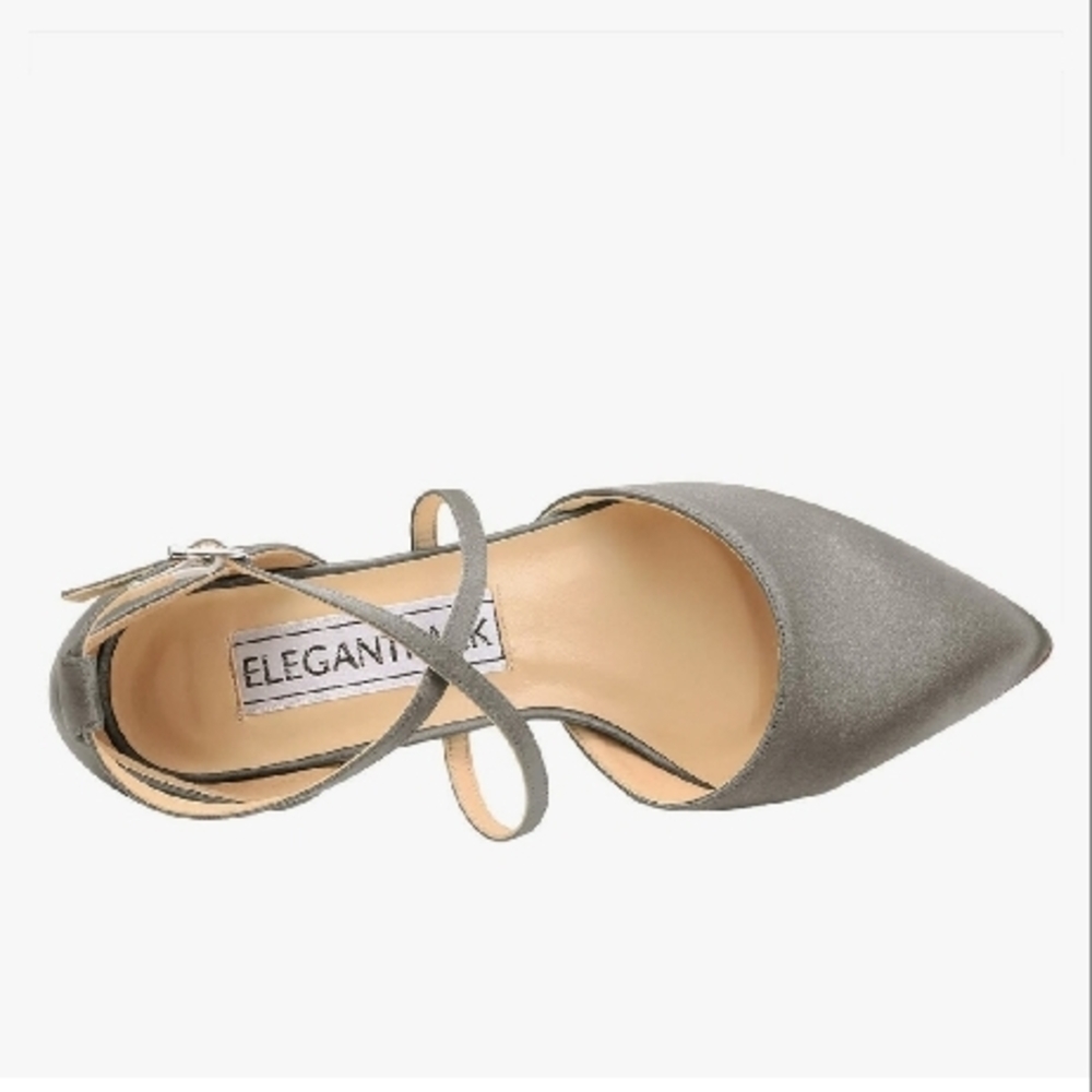 Gray Pointed-Toe Pumps With Diagonal Strap - image 2